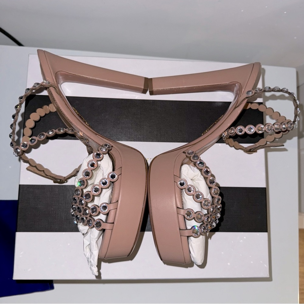 Aquazzura Tequila Plateau 120 Embellished Leather Sandals - Picture 6 of 12